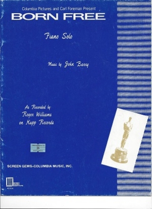 Picture of Born Free, movie title song, John Barry, arr. Roger Williams, piano solo sheet music