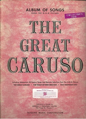 Picture of The Great Caruso, from the MGM Motion Picture Soundtrack, songbook