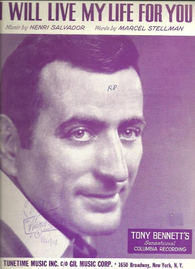 Picture of I Will Live My Life For You, Henri Salvador & Marcel Stellman, recorded by Tony Bennett, sheet music