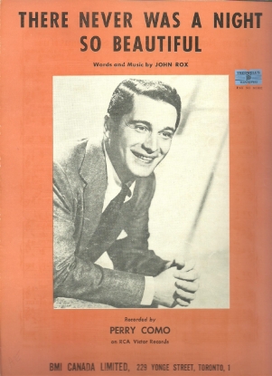 Picture of There Never Was A Night So Beautiful, John Rox, recorded by Perry Como, sheet music