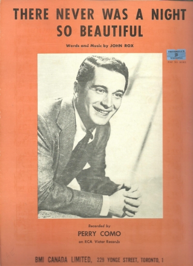 Picture of There Never Was A Night So Beautiful, John Rox, recorded by Perry Como, sheet music