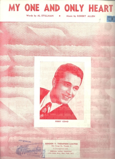Picture of My One And Only Heart, Al Stillman & Robert Allen, recorded by Perry Como, sheet music