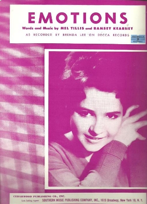 Picture of Emotions, Mel Tillis & Ramsey Kearney, recorded by Brenda Lee, sheet music
