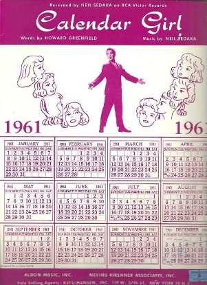Picture of Calendar Girl, Howard Greenfield, recorded by Neil Sedaka