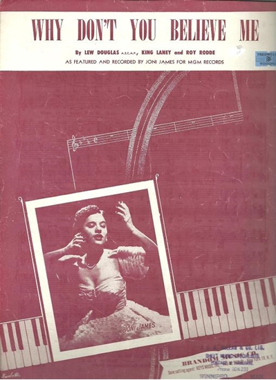 Picture of Why Don't You Believe Me, Lew Douglas/ King Laney/ Roy Rodde, recorded by Joni James