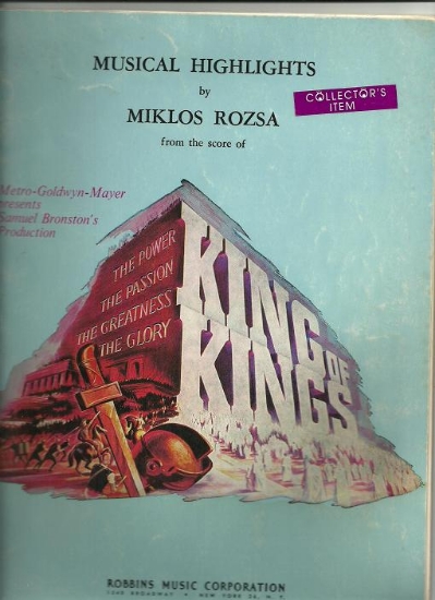 Picture of King of Kings, Miklos Rozsa, movie soundtrack, piano solo folio