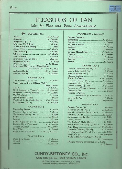 Picture of Pleasures of Pan Vol. 1, solo flute 