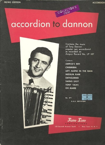 Picture of Accordion to Dannon, Tony Dannon, accordion sheet music folio
