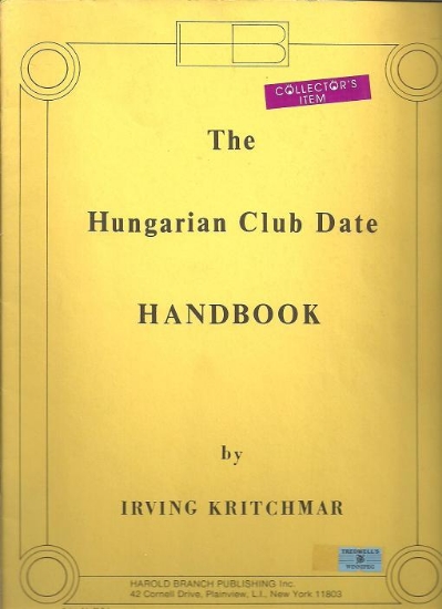 Picture of The Hungarian Club Date Handbook, Irving Kritchmar, accordion sheet music folio
