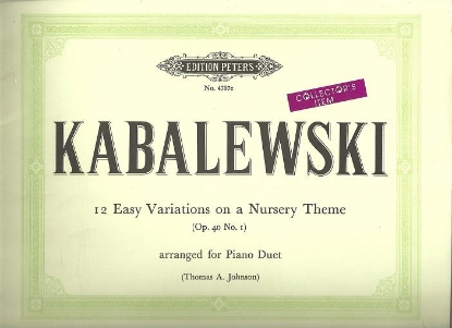 Picture of 12 Easy Variations on a Nursery Theme Op. 40 No. 1, Dmitri Kabalevsky, piano duet sheet music folio