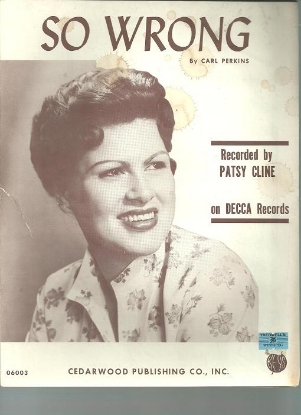 Picture of So Wrong, Carl Perkins, recorded by Patsy Cline, sheet music