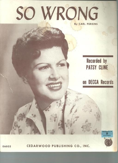 Picture of So Wrong, Carl Perkins, recorded by Patsy Cline, sheet music