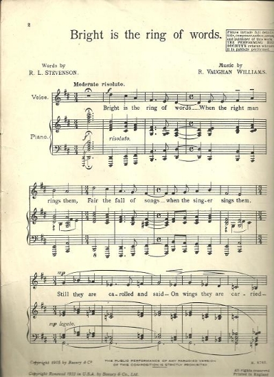 Picture of Bright is the Ring of Words, Ralph Vaughan Williams
