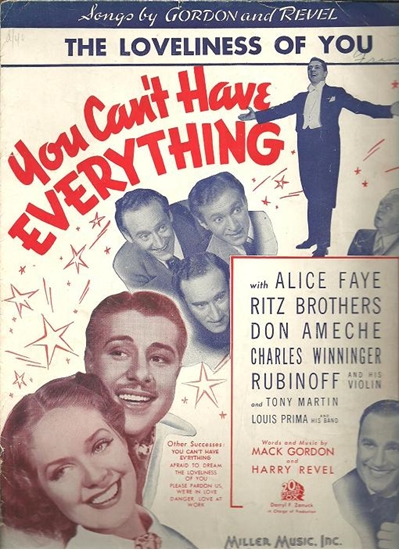 Picture of The Loveliness of You, from "You Can't Have Everything", Mack Gordon & Harry Revel