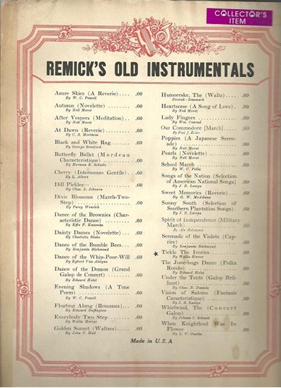 Picture of Tickle the Ivories, Wallie Herzer, piano solo