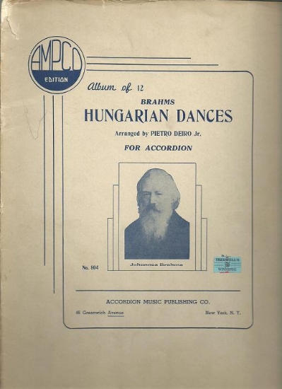 Picture of Hungarian Dances, Johannes Brahms, arr. Pietro Deiro, accordion solo, sheet music folio
