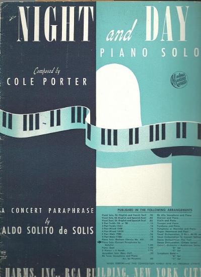 Picture of Night and Day, Cole Porter, piano solo concert paraphrase by Aldo Solito de Solis, sheet music