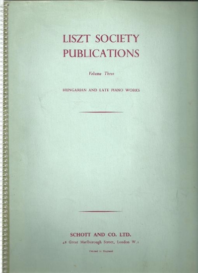Picture of Liszt Society Publications Volume 3, Hungarian & Late Piano Works, Franz Liszt