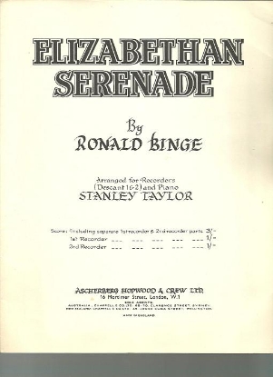Picture of Elizabethan Serenade, Ronald Binge, recorder/flute duet with piano accomp, sheet music
