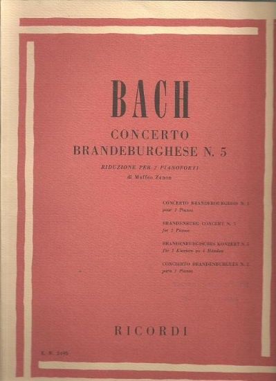 Picture of Brandenburg Concerto No. 5, J. S. Bach, arr. Maffeo Zanon, piano duo, two pianos four hands, sheet music folio