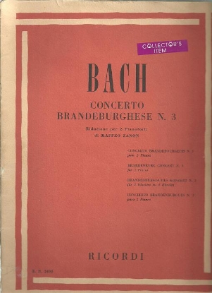 Picture of Brandenburg Concerto No. 3, J. S. Bach, arr. Maffeo Zanon, piano duo, two pianos four hands, sheet music folio