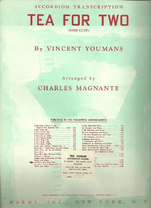 Picture of Tea for Two, Vincent Youmans, arr. Charles Magnante, accordion solo sheet music