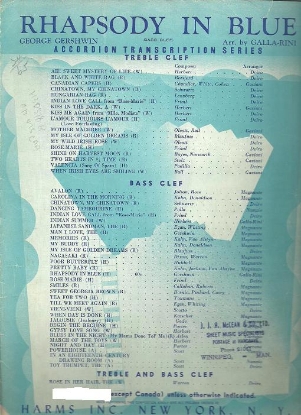 Picture of Rhapsody in Blue, G. Gershwin, transcribed by Galla-Rini, accordion solo sheet music