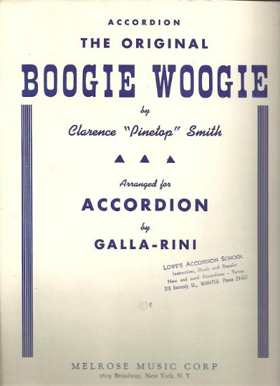 Picture of Boogie Woogie (The Original), Clarence Pinetop Smith, arr. A. Galla-Rini, accordion solo sheet music