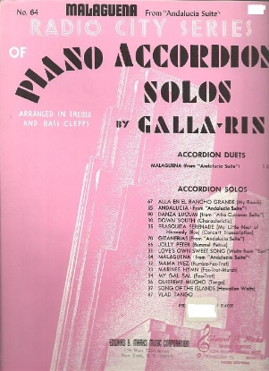 Picture of Malaguena, Ernesto Lecuona, arr. A. Galla-Rini for accordion solo, sheet music