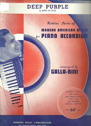 Picture of Deep Purple, Peter De Rose, arr. for accordion by A. Galla-Rini, sheet music