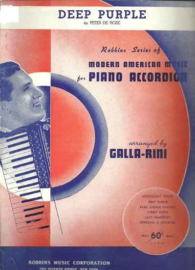 Picture of Deep Purple, Peter De Rose, arr. for accordion by A. Galla-Rini, sheet music