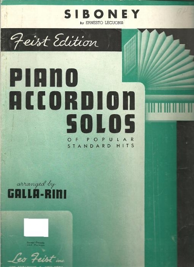 Picture of Siboney, Ernesto Lecuona, arr. Galla-Rini, accordion solo, sheet music