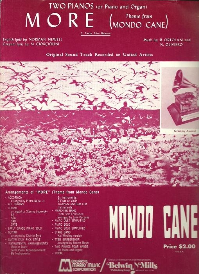 Picture of More, theme from movie "Mondo Cane", R. Ortolani & N. Oliviero, piano duo, 2 pianos 4 hands, sheet music
