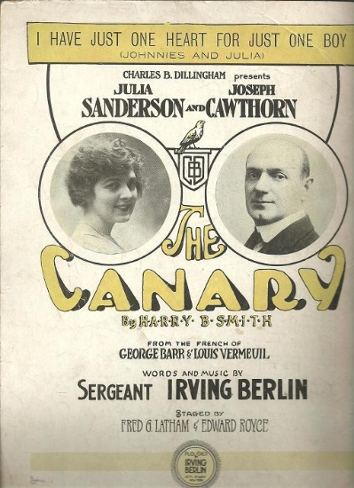Picture of I Have Just One Heart for Just One Boy (Johnnies & Julia), from "The Canary", Irving Berlin