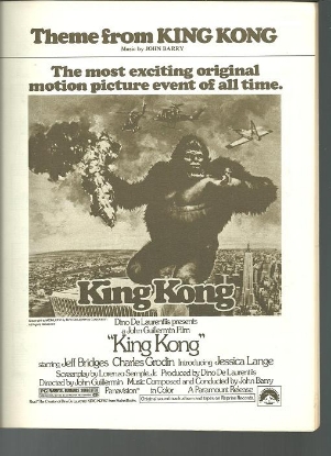 Picture of Are You in There, vocal version of King Kong movie theme, John Barry, sheet music