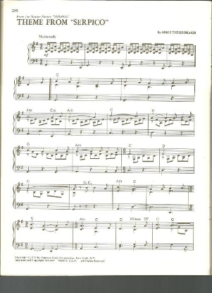 Picture of Theme from Serpico, Mikis Theodorakis, piano solo sheet music