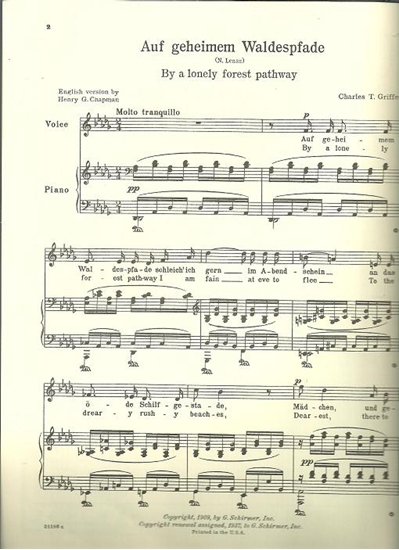 Picture of Auf geheimem waldespfade, By a Lonely Forest Pathway, Charles T. Griffes, medium voice solo