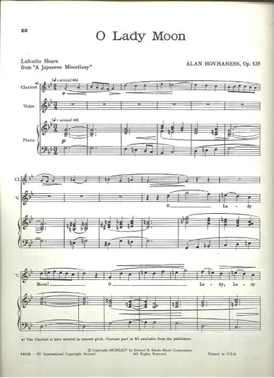Picture of O Lady Moon, Alan Hovhaness, high voice solo