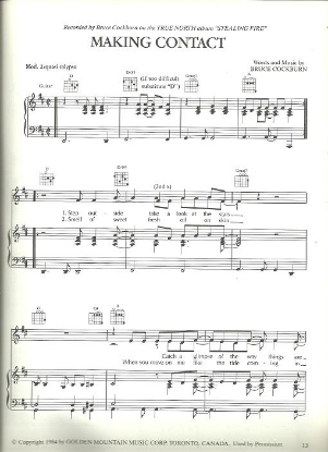 Picture of Making Contact, Bruce Cockburn, sheet music