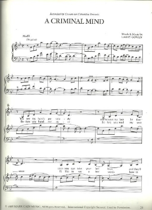 Picture of A Criminal Mind, Larry Gowan, sheet music