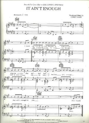 Picture of It Ain't Enough, Corey Hart, sheet music