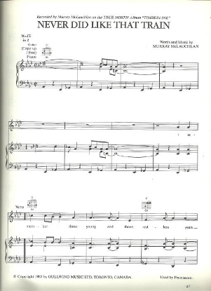 Picture of Never Did Like That Train, Murray McLauchlan, sheet music