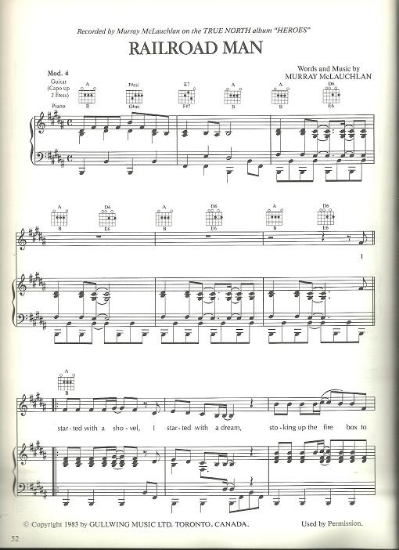 Picture of Railroad Man, Murray McLauchlan, sheet music