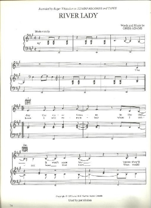 Picture of River Lady, Greg Adams, recorded by Roger Whittaker, sheet music