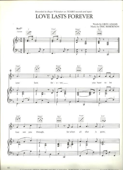 Picture of Love Lasts Forever, Greg Adams & Eric Robertson, sheet music