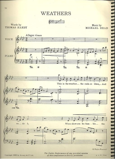 Picture of Weathers, Michael Head, lyrics by Thomas Hardy, high voice solo