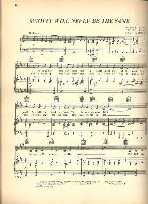 Picture of Sunday Will Never be the Same, Gene Pistilli & Terry Cashman, recorded by Spanky and Our Gang, sheet music