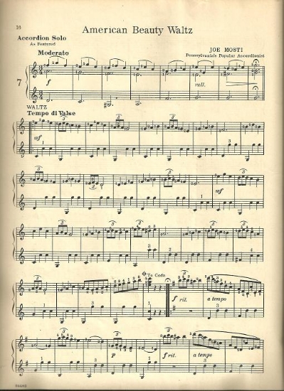 Picture of American Beauty Waltz, Joe Mosti, accordion solo sheet music