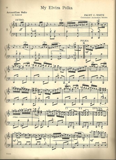 Picture of My Elvira Polka, Faust C. White, accordion solo sheet music
