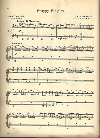 Picture of Snappy Fingers, Joe Massimeno, accordion solo sheet music